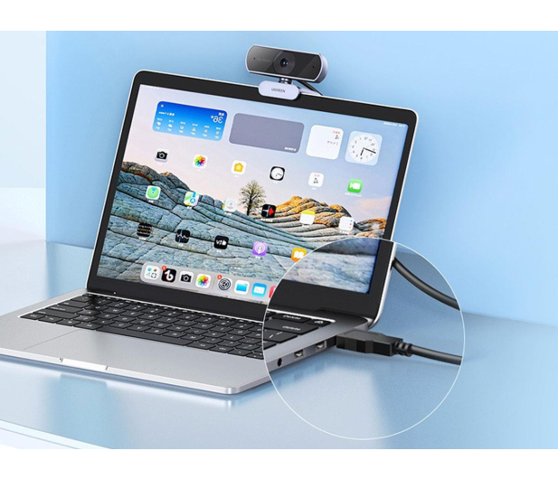 UGREEN Kamera internetowa z mikrofonem 15728 USB srebrna - 1501484 - zdjęcie 5